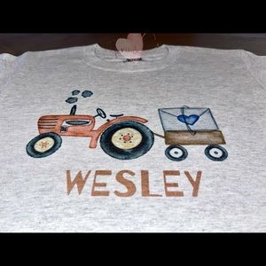 Farm Tractor Valentine’s Day Kids Tshirt- Personalized
